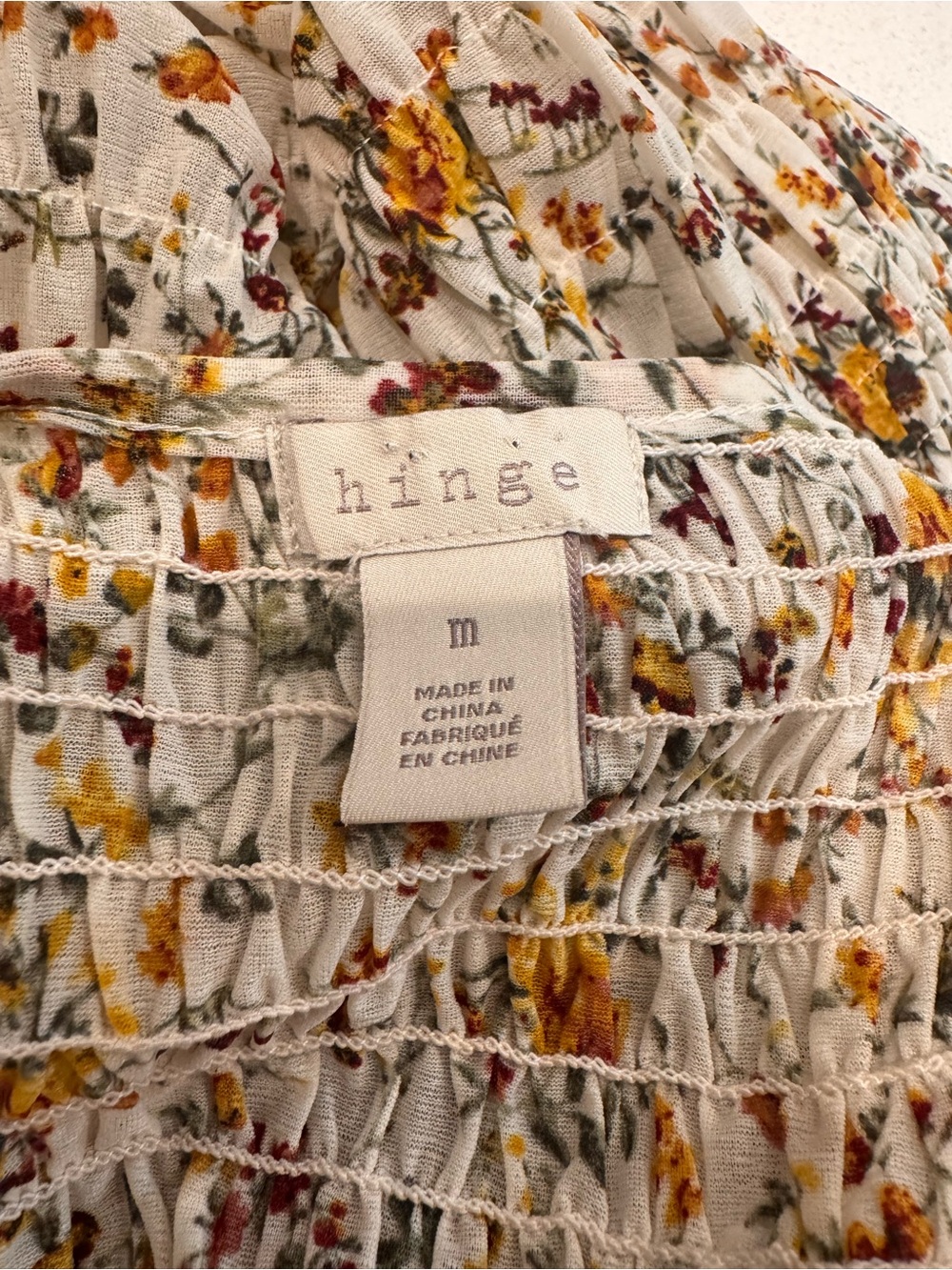 hinge Cream Floral Smocked Peplum Camisole - Picture 4 of 4
